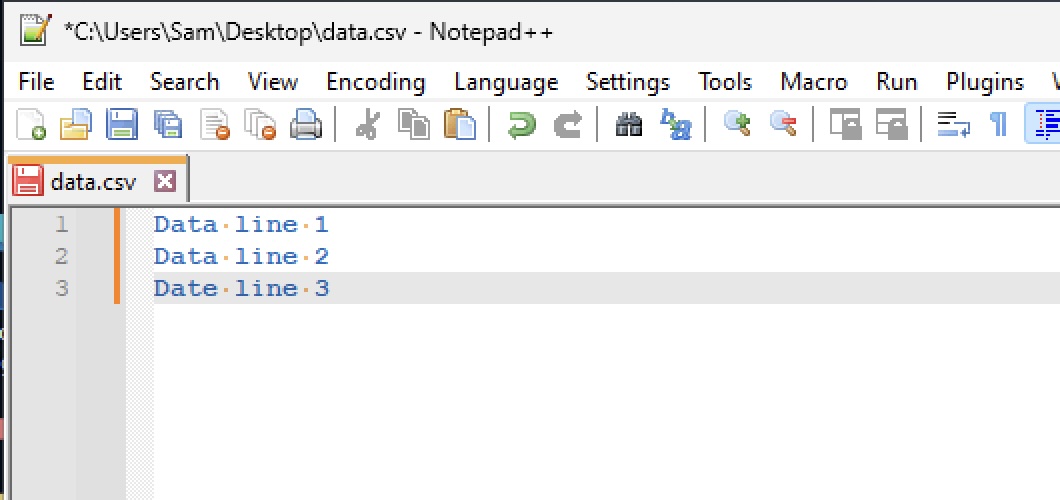 Result of Removing Spaces Notepad++